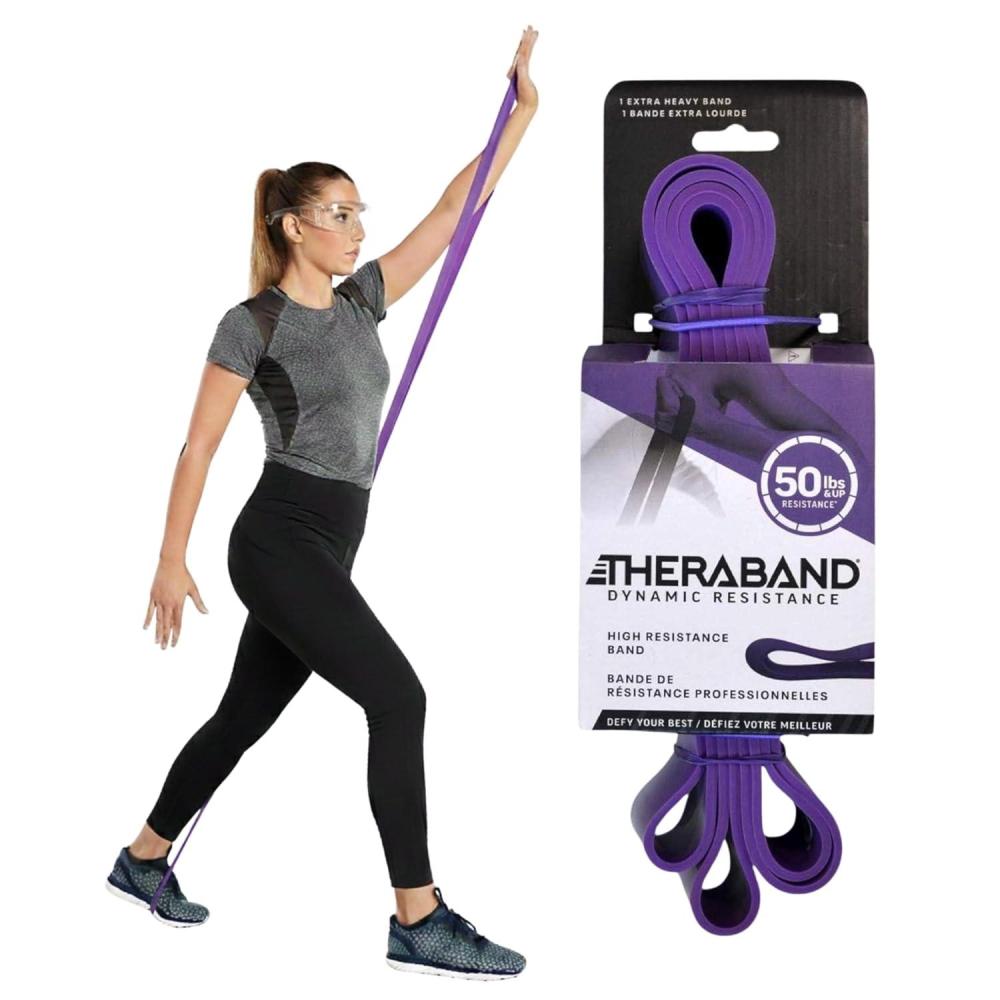 imageTHERABAND High Resistance Band ExtraHeavy Elastic Super Band for Full Body Workouts Physical Therapy Strength Training Durable 41 Loop Exercise Band 50 lbs Resistance