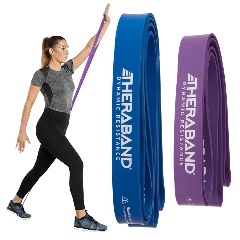imageTHERABAND High Resistance Band Set of 2 Heavy and ExtraHeavy Elastic Super Bands for Full Body Workouts Physical Therapy Strength Training Durable 41 Loop Exercise Bands 3550 lbs Resistance