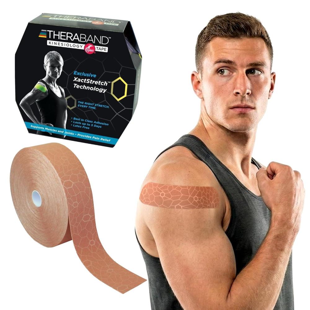 imageTHERABAND Kinesiology Tape BeigeBeige 2 X 1033 Foot Bulk Roll with XactStretch Indicators LongLasting Athletic Tape for Shoulder amp Knee LatexFree Sports Tape Water Resistant CuttoLength