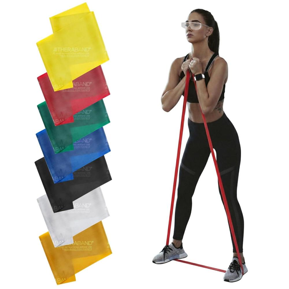 imageTHERABAND Professional Resistance Bands Set 7 Pack 6 ft Exercise Bands for Working Out Stretch Bands for Physical Therapy Pilates amp Full Body Workout Levels 17