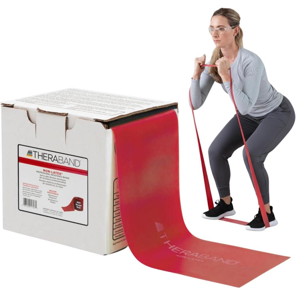 imageTHERABAND Resistance Band Gold Max 25Yard Roll LatexFree Elastic Band for Exercise Physical Therapy Yoga Pilates Stretching Home Workouts ColorCoded for Easy Resistance LevelsRed