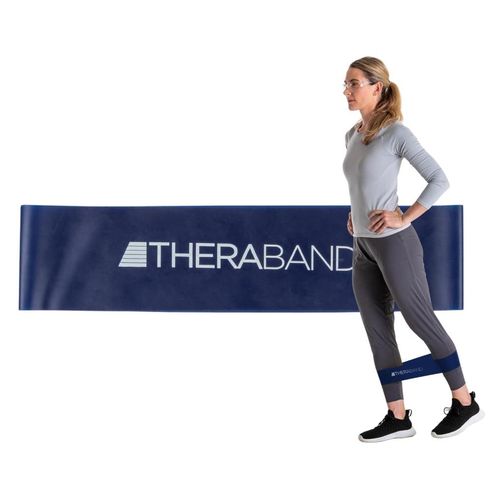imageTHERABAND Resistance Band Loop Professional Latex Mini Band for Lower Pilates Crossfit Yoga Stretching Physical Therapy Strength Training no Weights 12 Inch Blue Extra Heavy Advanced Level 1