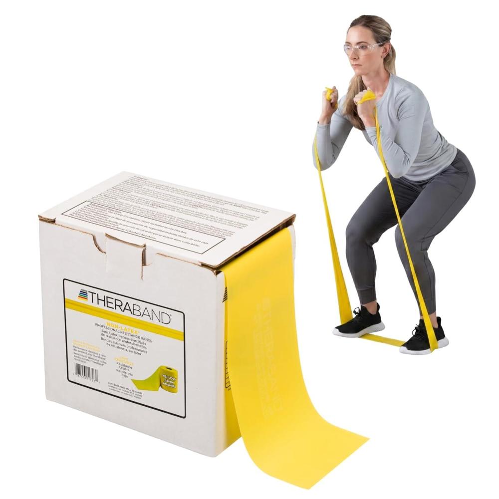 imageTHERABAND Resistance Band Yellow Light 50Yard Roll LatexFree Elastic Band for Exercise Physical Therapy Yoga Pilates Stretching Home Workouts CuttoLength ColorCoded LevelsLevel 1 Light Yellow