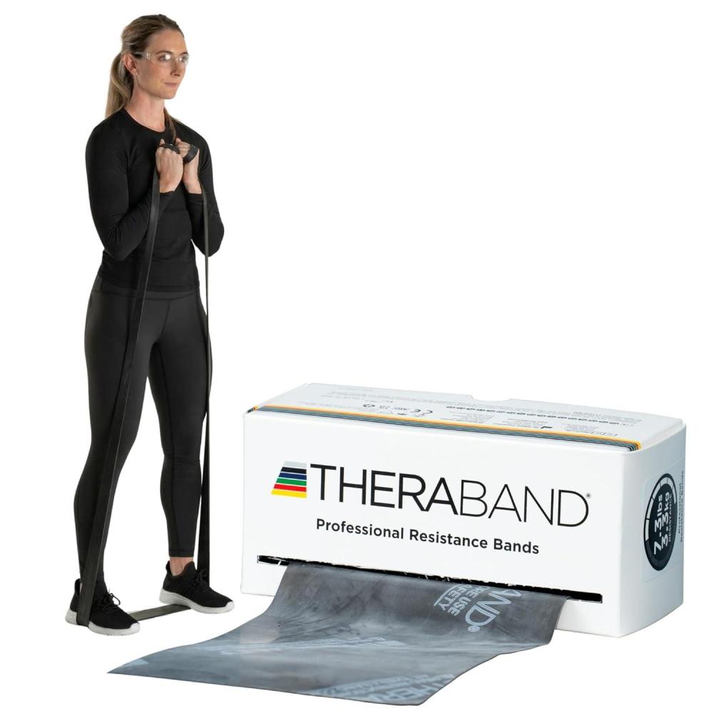 imageTHERABAND Resistance Bands 6 Yard Roll Black Special Heavy Latex Band for Strength Training Upper amp Lower Body Exercise Physical Therapy Core Workouts Rehab amp Home Fitness