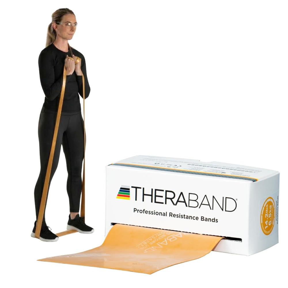 imageTHERABAND Resistance Bands 6 Yard Roll Gold Max Latex Band for Strength Training Upper amp Lower Body Exercise Physical Therapy Core Workouts Rehab amp Home Fitness