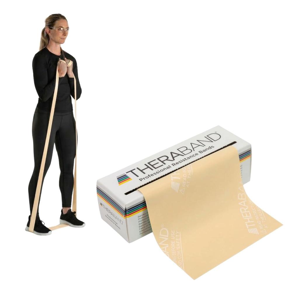 imageTHERABAND Resistance Bands 6 Yard Roll Tan Extra Light Latex Band for Strength Training Upper amp Lower Body Exercise Physical Therapy Core Workouts Rehab amp Home Fitness