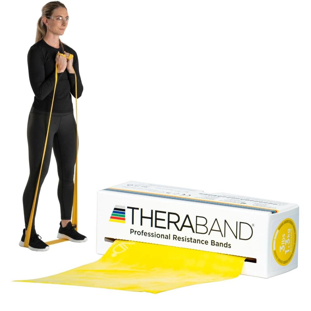 imageTHERABAND Resistance Bands 6 Yard Roll Yellow Light Latex Band for Strength Training Upper amp Lower Body Exercise Physical Therapy Core Workouts Rehab amp Home Fitness