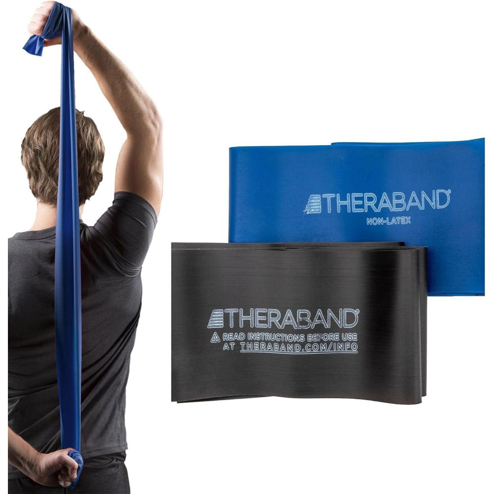 imageTHERABAND Resistance Bands Set Elastic Bands for Exercise amp Physical Therapy Strength Training for Upper amp Lower Body FitnessNonLatex