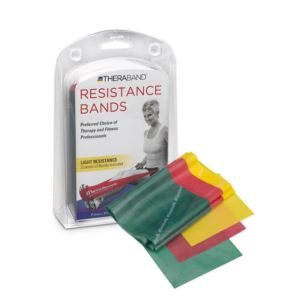 imageTHERABAND Resistance Bands Set Professional NonLatex Elastic Band For Upper amp Lower Body Exercise Strength Training without Weights Physical Therapy Pilates Rehab Yellow amp Red amp Green Beginner