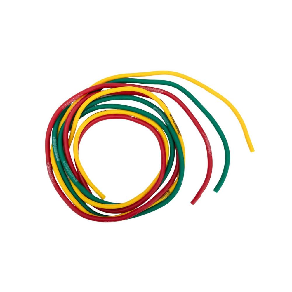 imageTHERABAND Resistance Tubes Begginer Set Yellow Red and Green 5 ft Latex Tubing Home or Clinic Use CuttoFit ColorCoded Resistance Bands for Upper amp Lower Body Workouts