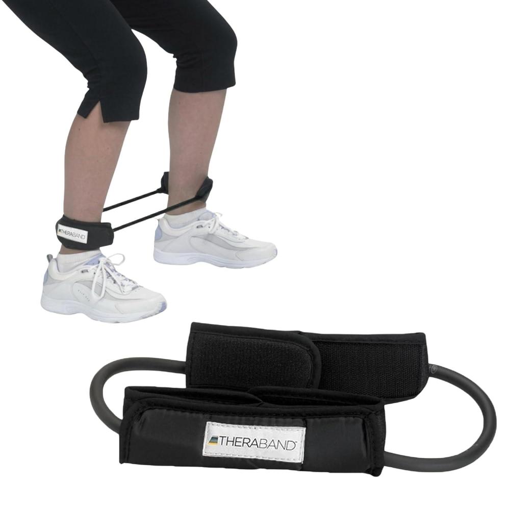 imageTHERABAND Resistance Tubes Professional Latex Elastic Tubing For Physical Therapy Lower Pilates AtHome Workouts amp Rehab 12 Inch Padded Cuffs Black Special Heavy Advanced Level 1