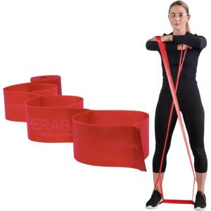 THERABAND CLX Resistance Band with Loops, 5-Foot Band(Level 2 / Medium – Red)