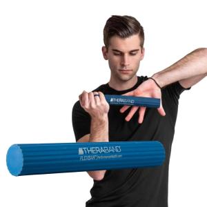 THERABAND FlexBar Resistance Bar, Medium, Green Flex Therapy Bar for Physical Therapy, Wrist & Forearm Exercise Equipment, Non Slip Grip, Compact Design(Blue – Heavy)