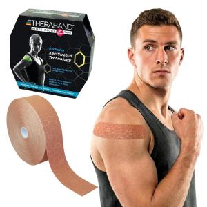 THERABAND Kinesiology Tape, Beige/Beige, 2” X 103.3 Foot Bulk Roll, with XactStretch Indicators, Long-Lasting Athletic Tape for Shoulder & Knee, Latex-Free Sports Tape, Water Resistant, Cut-to-Length