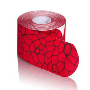 THERABAND Kinesiology Tape, Waterproof Physio Tape for Relief, Muscle & Joint Support, Standard Roll with XactStretch Application Indicators, 2″ X 10″ Strips, 20 Precut Strips, Hot Red/Black(Hot Red/Black)