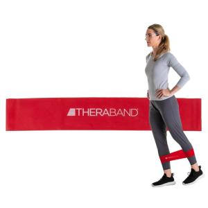 THERABAND Resistance Band Loop, Professional Latex Mini Band for Lower Pilates, Crossfit, Yoga, Stretching, Physical Therapy, Strength Training without Weights, 18 Inch, Red, Medium, Beginner Level 2