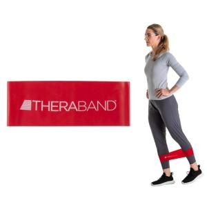 THERABAND Resistance Band Loops, 8″ Red, Medium Resistance, Latex Color-Coded 3″ Wide Exercise Band Loop for Home Workouts, Pilates, Strength Training, Physical Therapy, for Women and Men