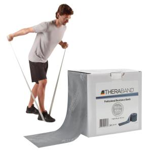 THERABAND Resistance Band, Yellow, Light, 50-Yard Roll, Latex-Free, Elastic Band for Exercise, Physical Therapy, Yoga, Pilates, Stretching, Home Workouts, Cut-to-Length, Color-Coded Levels(Silver – Super Heavy)