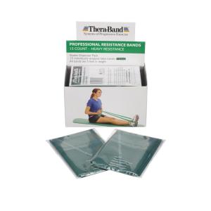 THERABAND Resistance Bands, 5 Foot, 15 Count Professional Latex Elastic Bands For Upper & Lower Body Exercise, Physical Therapy, Pilates, At-Home Workouts, & Rehab, Heavy Green, Intermediate, Level 3(Green)