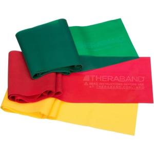 THERABAND Resistance Bands Set, Beginner Kit, Yellow, Red, Green, Non-Latex Elastic Bands for Exercise & Physical Therapy, Strength Training for Upper & Lower Body Fitness