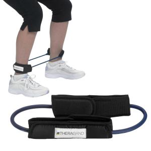 THERABAND Resistance Tubing with Cuffs, Extra Heavy Blue Level 4, Exercise Bands for Lower Body Workouts, Physical Therapy, Pilates & At-Home Training
