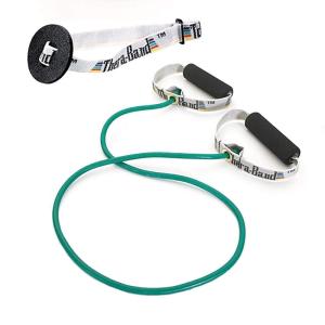 THERABAND Resistance Tubing with Soft Handles, Green, Heavy Level, 48″ Latex Stretch Resistance Bands for Exercise, Professional Workout Bands for Upper & Lower Body, Color-Coded Levels