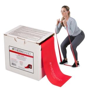 Theraband 11727 Non-Latex Professional Elastic Stretch Band for Upper & Lower Body Exercise Workouts and Physical Therapy, Medium, Red, 50yd Length