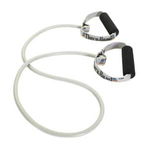 Theraband 21726 Professional Latex Resistance Tubing with Handles for Upper-Body Exercise, Rehab and Conditioning, Super Heavy, Silver(Silver – Super Heavey)