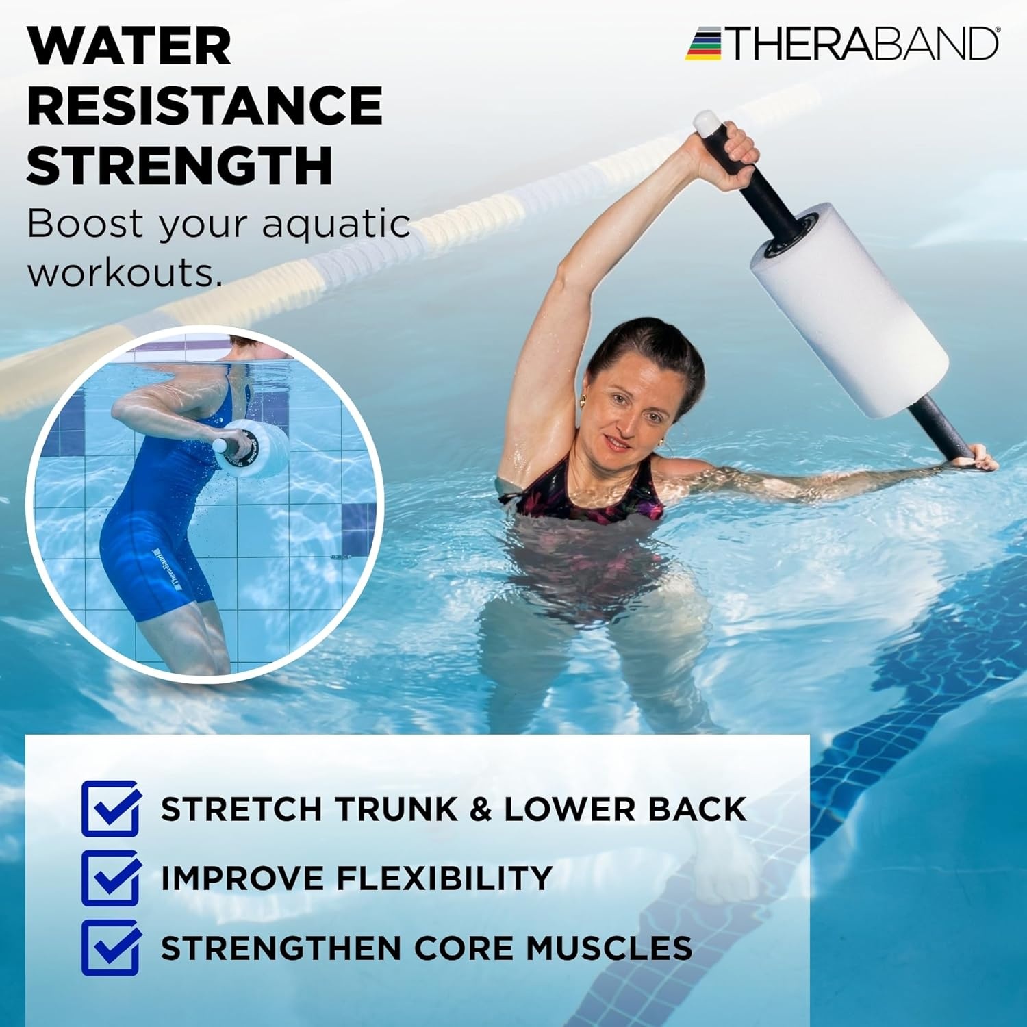 imageTHERABAND Aquafins Water Aerobics Equipment for Pool Exercise Aquatic Resistance Training Fins for Upper amp Lower Body Workout Includes 2 Fins Mesh Bag amp Exercise GuideAccessories