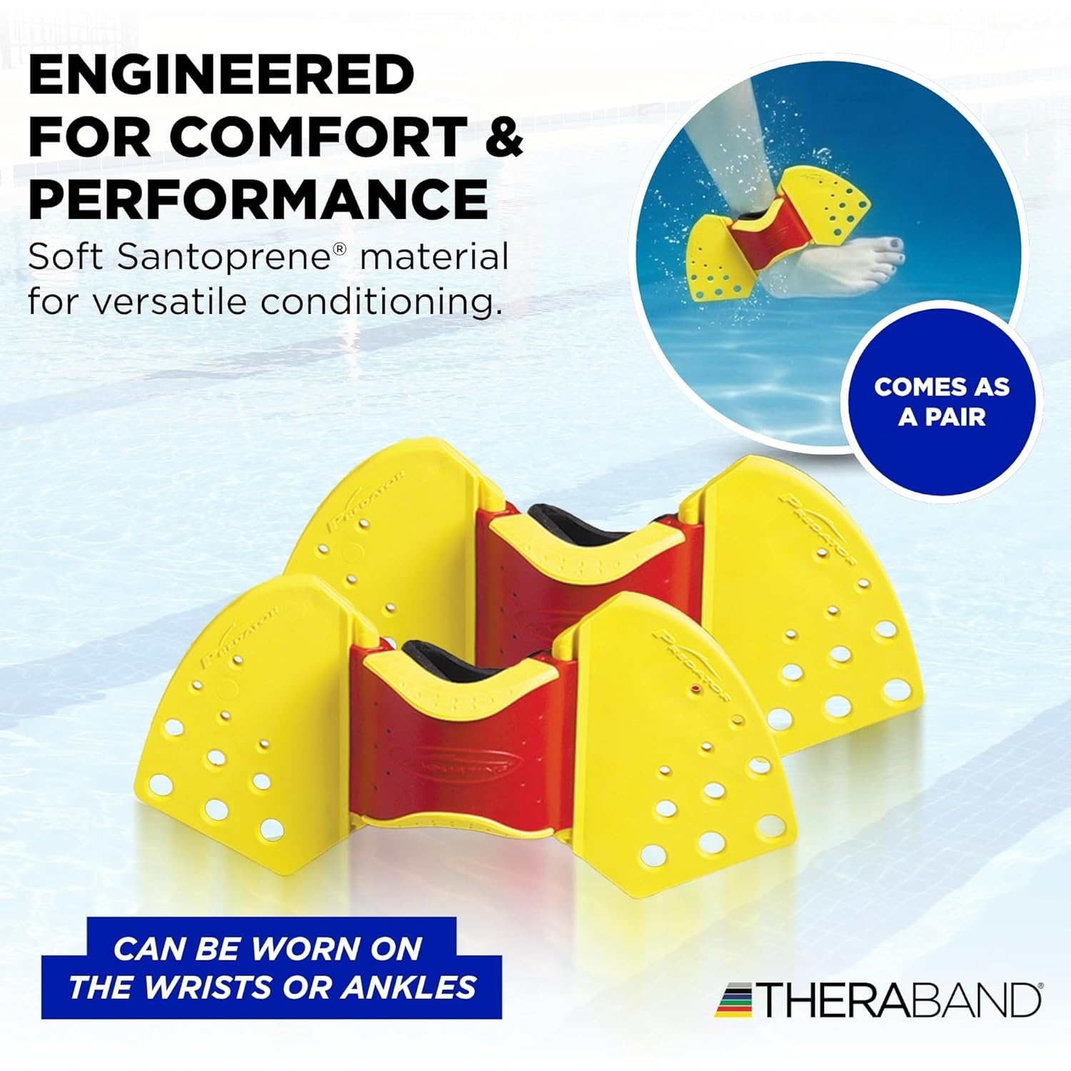 imageTHERABAND Aquafins Water Aerobics Equipment for Pool Exercise Aquatic Resistance Training Fins for Upper amp Lower Body Workout Includes 2 Fins Mesh Bag amp Exercise GuideAqua Fins