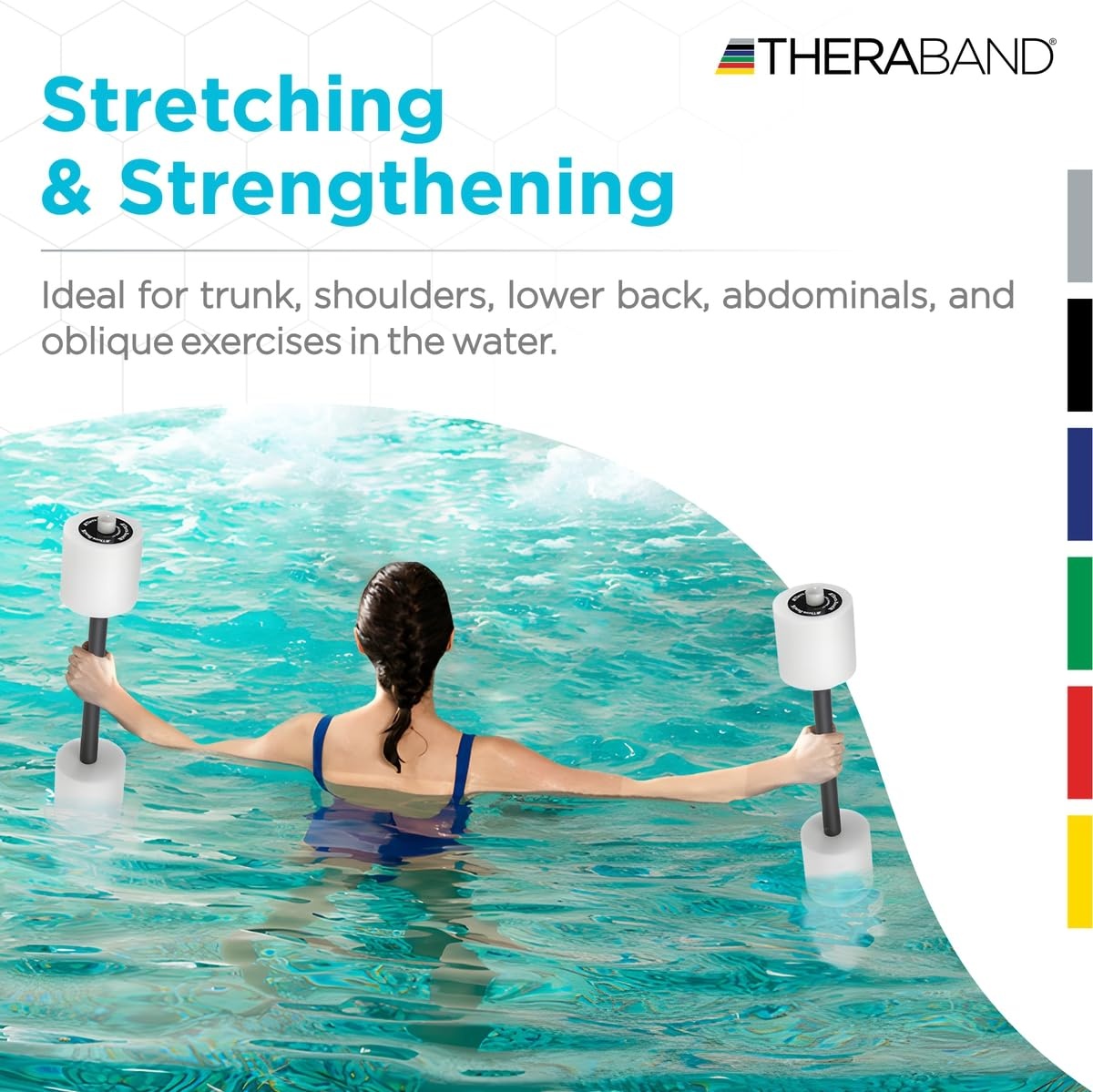imageTHERABAND Aquafins Water Aerobics Equipment for Pool Exercise Aquatic Resistance Training Fins for Upper amp Lower Body Workout Includes 2 Fins Mesh Bag amp Exercise GuideSwim Bar