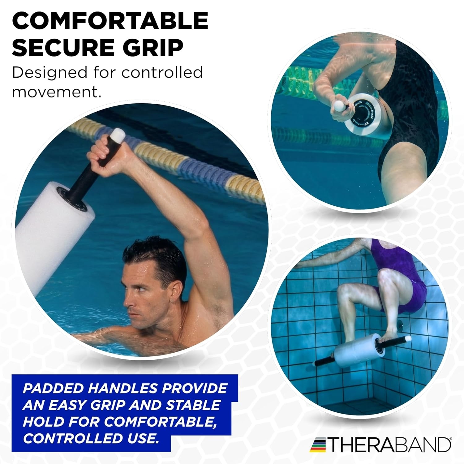 imageTHERABAND Aquafins Water Aerobics Equipment for Pool Exercise Aquatic Resistance Training Fins for Upper amp Lower Body Workout Includes 2 Fins Mesh Bag amp Exercise GuideAccessories
