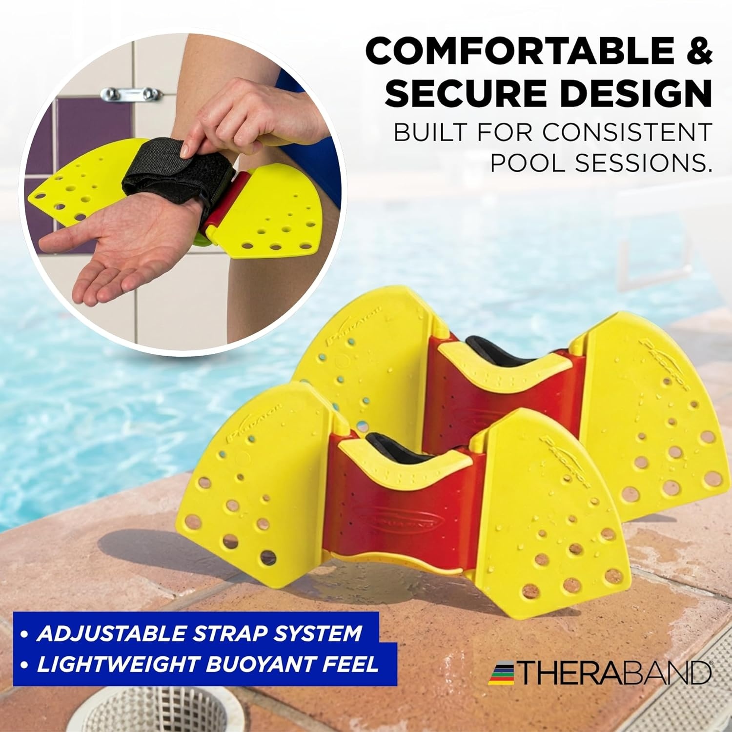 imageTHERABAND Aquafins Water Aerobics Equipment for Pool Exercise Aquatic Resistance Training Fins for Upper amp Lower Body Workout Includes 2 Fins Mesh Bag amp Exercise GuideAqua Fins