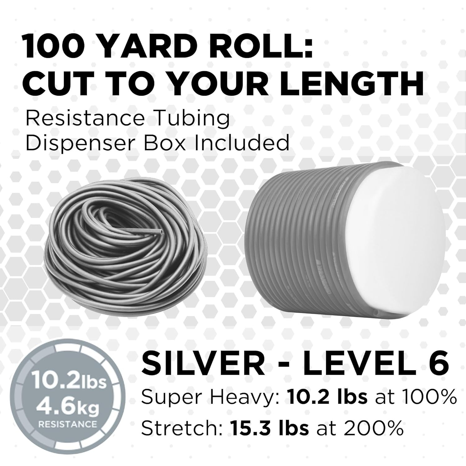 imageTHERABAND Latex Resistance Tubing Silver Super Heavy Level 6 100 ft Roll Professional Grade Resistance Band for Exercise Upper and Lower Body Workouts CuttoLength ColorCoded LevelsLevel 6 Super Heavy Silver