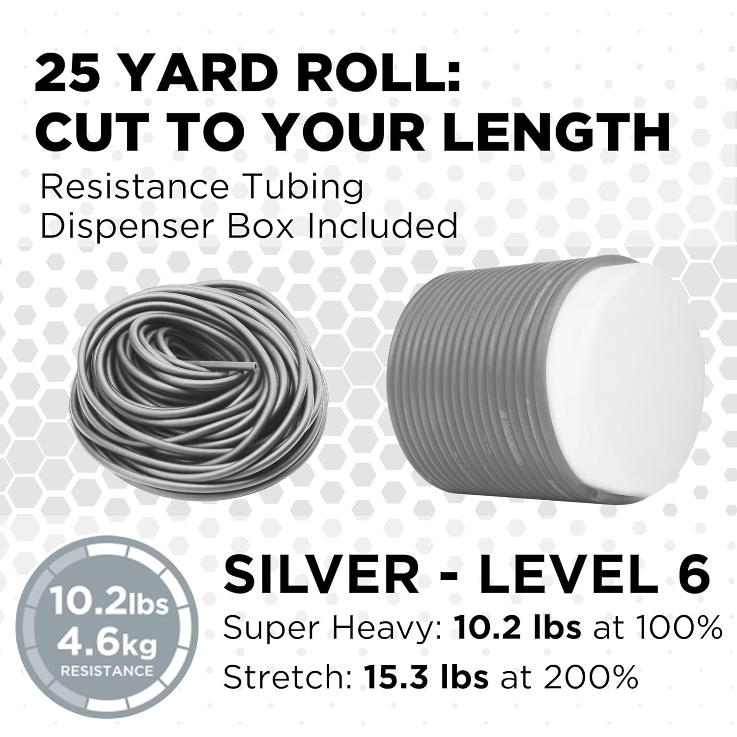 imageTHERABAND Latex Resistance Tubing Silver Super Heavy Level 6 100 ft Roll Professional Grade Resistance Band for Exercise Upper and Lower Body Workouts CuttoLength ColorCoded LevelsLevel 6 Super Heavy Silver