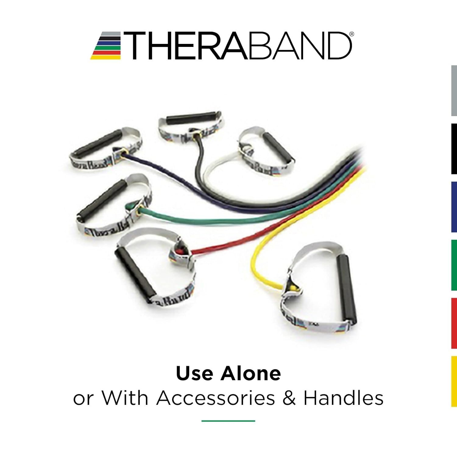 imageTHERABAND Resistance Tubing with Soft Handles Black Special Heavy Level 50 Latex Stretch Resistance Bands for Exercise Professional Workout Bands for Upper amp Lower Body ColorCoded LevelsYellow Light Level 2