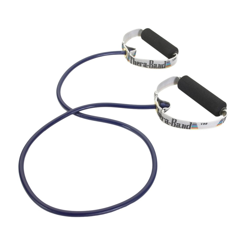 imageTHERABAND Resistance Tubing with Soft Handles Black Special Heavy Level 50 Latex Stretch Resistance Bands for Exercise Professional Workout Bands for Upper amp Lower Body ColorCoded LevelsBlue Extra Heavy