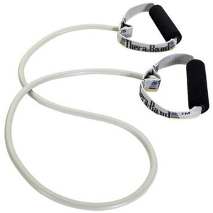 THERABAND Resistance Tubing with Soft Handles, Black, Special Heavy Level, 50″ Latex Stretch Resistance Bands for Exercise, Professional Workout Bands for Upper & Lower Body, Color-Coded Levels(Silver – Super Heavy)