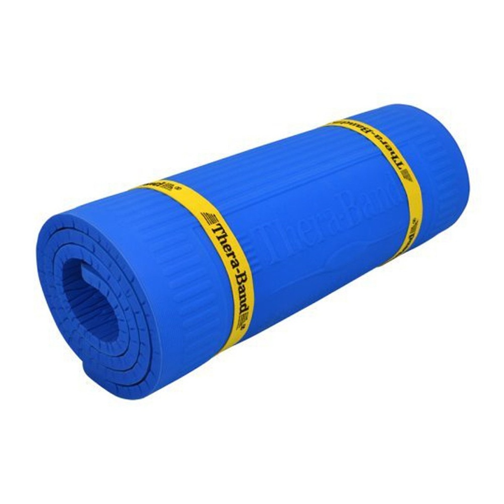 image:imageTHERABAND Extra Thick Exercise Mat 75L x 40W x 06 Thick Blue High Density Foam Mat for Yoga Pilates Home Workouts Waterproof NonSlip Floor MatBlue