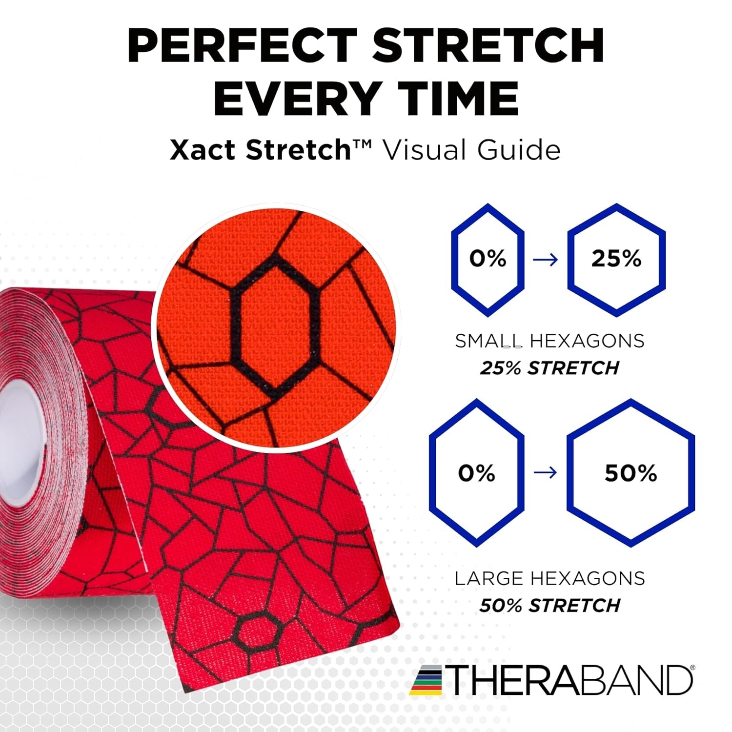 image:imageTHERABAND Kinesiology Tape Waterproof Physio Tape for Muscle amp Joint Support Standard Roll with XactStretch Application Indicators 2 Inch x 164 Foot Roll BlackWhiteHot RedBlack