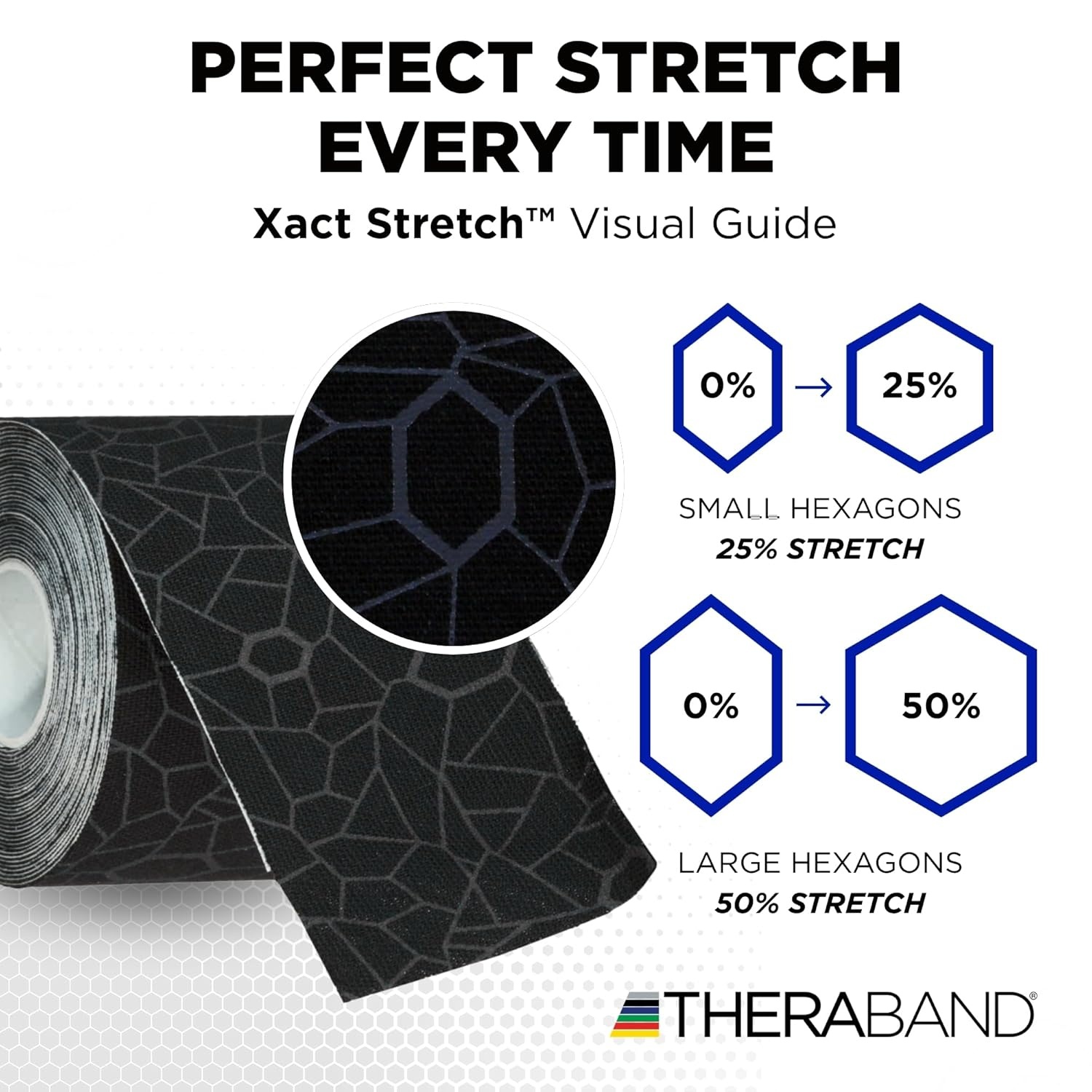 image:imageTHERABAND Kinesiology Tape Waterproof Physio Tape for Muscle amp Joint Support Standard Roll with XactStretch Application Indicators 2 Inch x 164 Foot Roll BlackWhiteBlackGray
