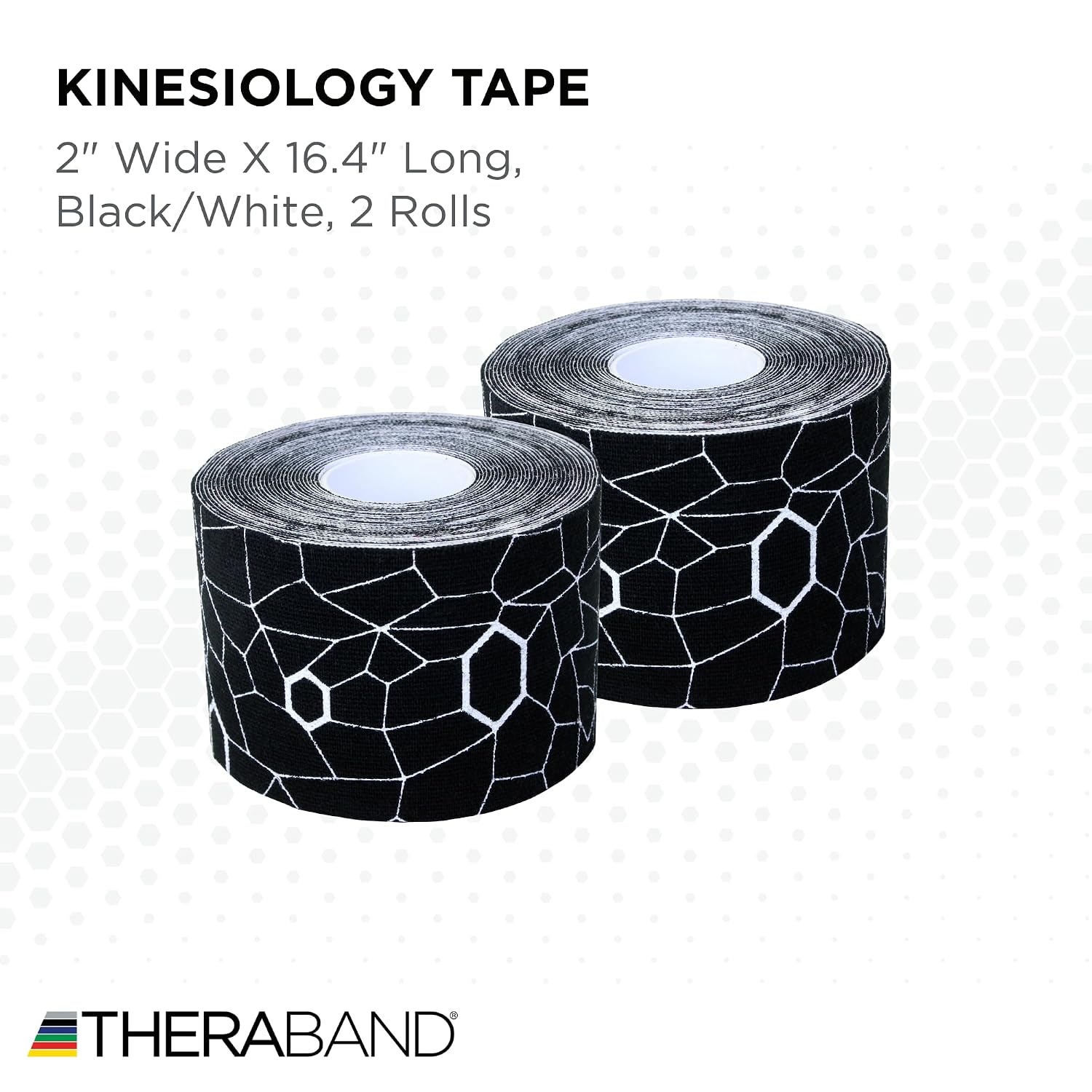 image:imageTHERABAND Kinesiology Tape Waterproof Physio Tape for Muscle amp Joint Support Standard Roll with XactStretch Application Indicators 2 Inch x 164 Foot Roll BlackWhiteBlackWhite