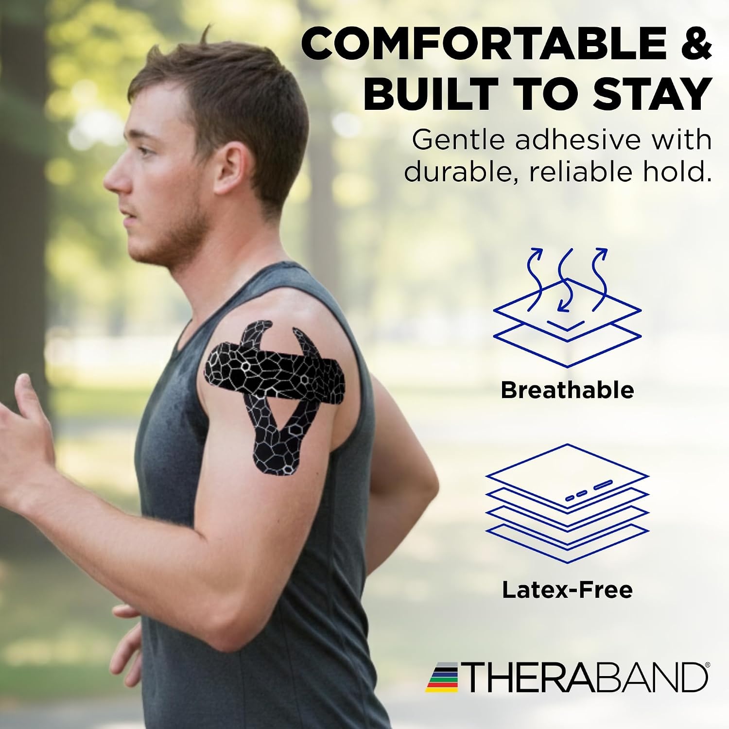 image:imageTHERABAND Kinesiology Tape Waterproof Physio Tape for Muscle amp Joint Support Standard Roll with XactStretch Application Indicators 2 Inch x 164 Foot Roll BlackWhiteBlackWhite