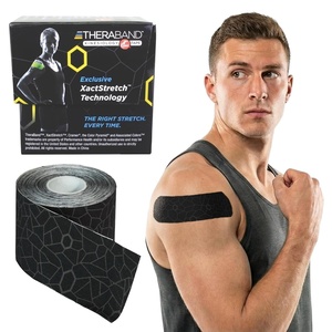 THERABAND Kinesiology Tape, Waterproof Physio Tape for Muscle & Joint Support, Standard Roll with XactStretch Application Indicators, 2 Inch x 16.4 Foot Roll, Black/White(Black/Gray)