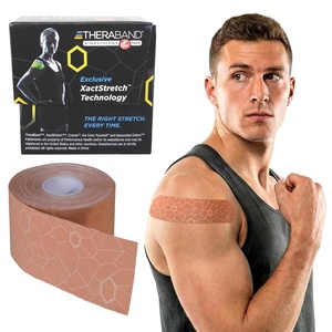 THERABAND Kinesiology Tape, Waterproof Physio Tape for Muscle & Joint Support, Standard Roll with XactStretch Application Indicators, 2 Inch x 16.4 Foot Roll, Black/White(Beige/Beige)